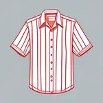 casual short-sleeved red button-up camp shirt with vertical strips image